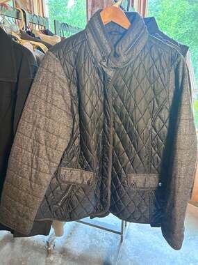 Gallery New York Women's Quilted Jacket with Wool-Blend Sleeves Size 1X